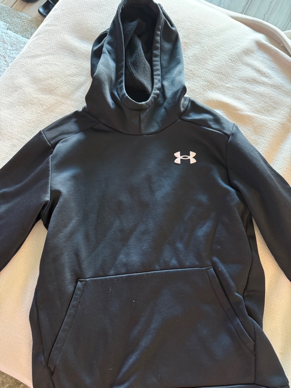 Under Armour Black Pullover Hoodie with White Logo